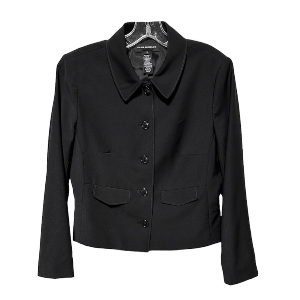 Club Monaco Wool Blend Button Front Black Jacket